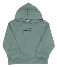 Zelená mikina s nápisom a kapucňou Shein