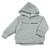 Svetlosivá melírovaná mikina s nápisom a kapucňou