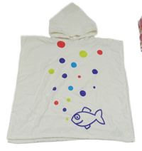 Biele osuškové pončo s rybou a kapucňou