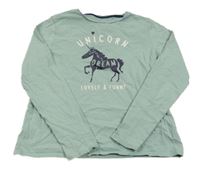 Svetlozelené tričko s jednorožcom Vertbaudet