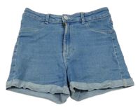 Svetlomodré teplákové rifľové kraťasy