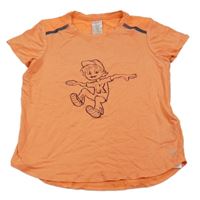 Oranžové tričko s chlapcem Decathlon