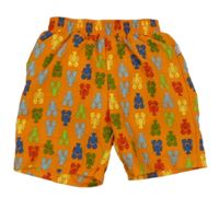 Oranžovo-farebné plážové kraťasy s humry