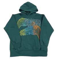 Tmavozelená mikina s ovladači a kapucí Chapter young