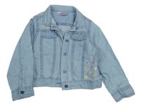 Svetlomodrá ľahká košeľová bunda s kvetmi