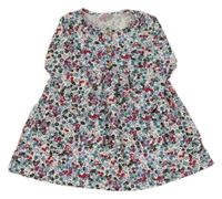 Bielo-zeleno-vínovo-modré kvetované šaty