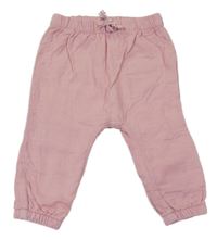 Růžové baggy bavlněné podšité kalhoty H&M