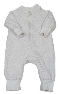 Bielo-ružový bodkovaná ý teplákový overal so srdiečkami H&M