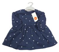 Nové - Tmavomodré teplákové šaty se srdíčky Mothercare