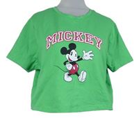 Dámské zelené crop tričko s Mickeym Disney 