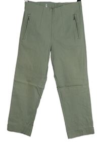 Dámske khaki elastické capri nohavice