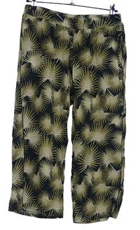 Dámske černo-khaki vzorované culottes nohavice