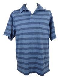 Pánské modro-tmavomodré pruhované polo tričko Cremieux 