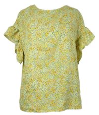 Dámska žlto-zeleno-oranžová kvetovaná blúzka TU