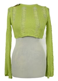 Nové - Dámský limetkový crop svetr s průstřihy Shein 