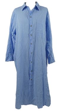 Dámské světlemodro-bílé pruhované košilové midi šaty H&M