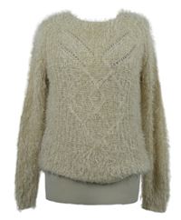 Dámsky smotanový chlpatý ažurový sveter M&S