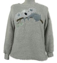 Dámska sivá chlpatá domáceá mikina s koalou Blue Motion