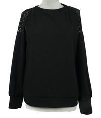 Dámská černá žebrovaná halenka s krajkou Shein 