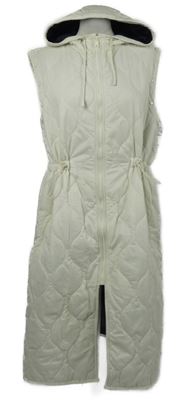 Dámská smetanová prošívaná šusťáková zateplená maxi vesta s kapucí Rino&Pelle 