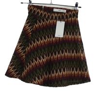 Nové - Dámska vínovo-kaki-béžová vzorovaná čipková sukňa MNG