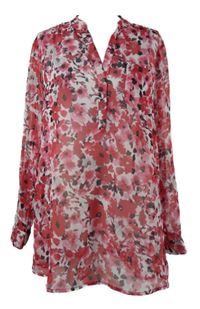 Dámská růžovo-černá kytičkovaná šifonová halenka Gina Benotti 