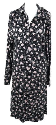 Dámska čierno-ružová srdiečkovaná nočná košeľa