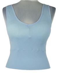 Dámský světlemodrý žebrovaný crop top 