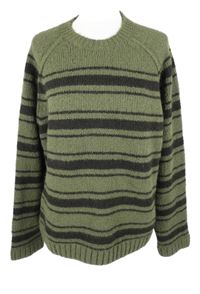 Pánský khaki-hnědý pruhovaný svetr Weekday 