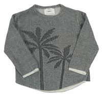 Čierno-biely melírovaný sveter s palmami Zara