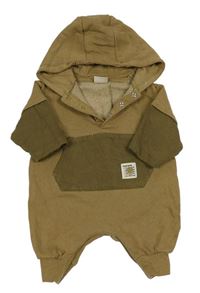 Hnědo-khaki tepláková kombinéza s kapucí Next