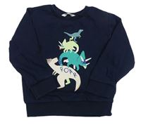 Tmavomodrá mikina s dinosaurami M&S