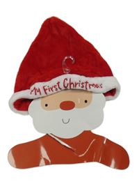 Nové- Červeno-bílá plyšová čepice s nápisem 