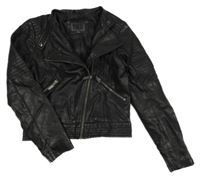 Čierna koženková crop bunda