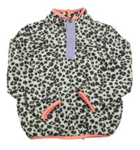 Biela fleecová mikina s leopardím vzorom M&S