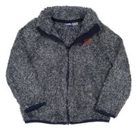 Tmavomodrá melírovaná chlpatá prepínaci mikina s výšivkou Lupilu