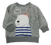 Šedá melírovaná mikina s medvědem Reserved