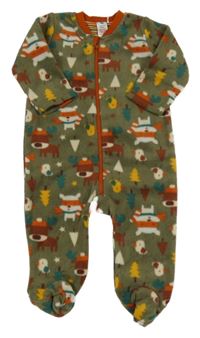 Khaki fleecový overal s obrázkami TU