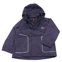 Fialová šušťáková jarná bunda s potlačou a kapucňou Name it