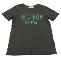 Antracitové tričko s nápisem H&M