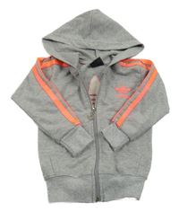 Svetlošedá -neónově ružová prepínaci mikina s logem Adidas a kapucňou