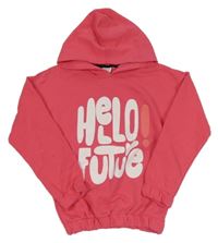 Malinová mikina s nápisom a kapucňou