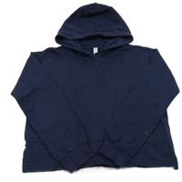 Tmavomodrá crop mikina s kapucňou