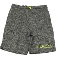 Čierno-biele melírované športové kraťasy s nápisom