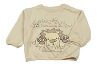 Béžová mikina so lvem a nápisom