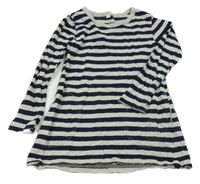 Modro-šedé pruhované bavlněné šaty 