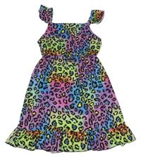 Modro-ružovo-farebné vzorované elastické šaty