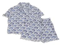 2 Set - Bílo-modrá košile s mušlemi + kraťasy M&S