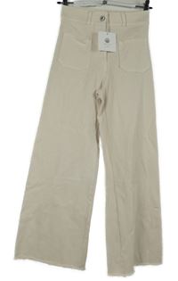 Nové - Dámske pudrové široké rozstrapkané é rifle New Collection