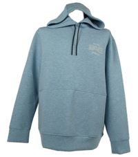 Pánska světlemodo-sivá melírovaná športová mikina s logom a kapucňou zn.